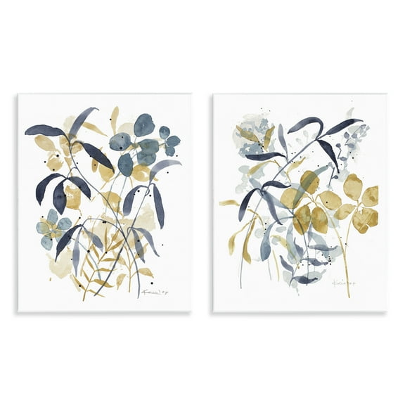 Stupell Industries Whimsy Watercolor Botanicals Floral Painting Unframed Art Print Wall Art, 11 x 14, Set of 2