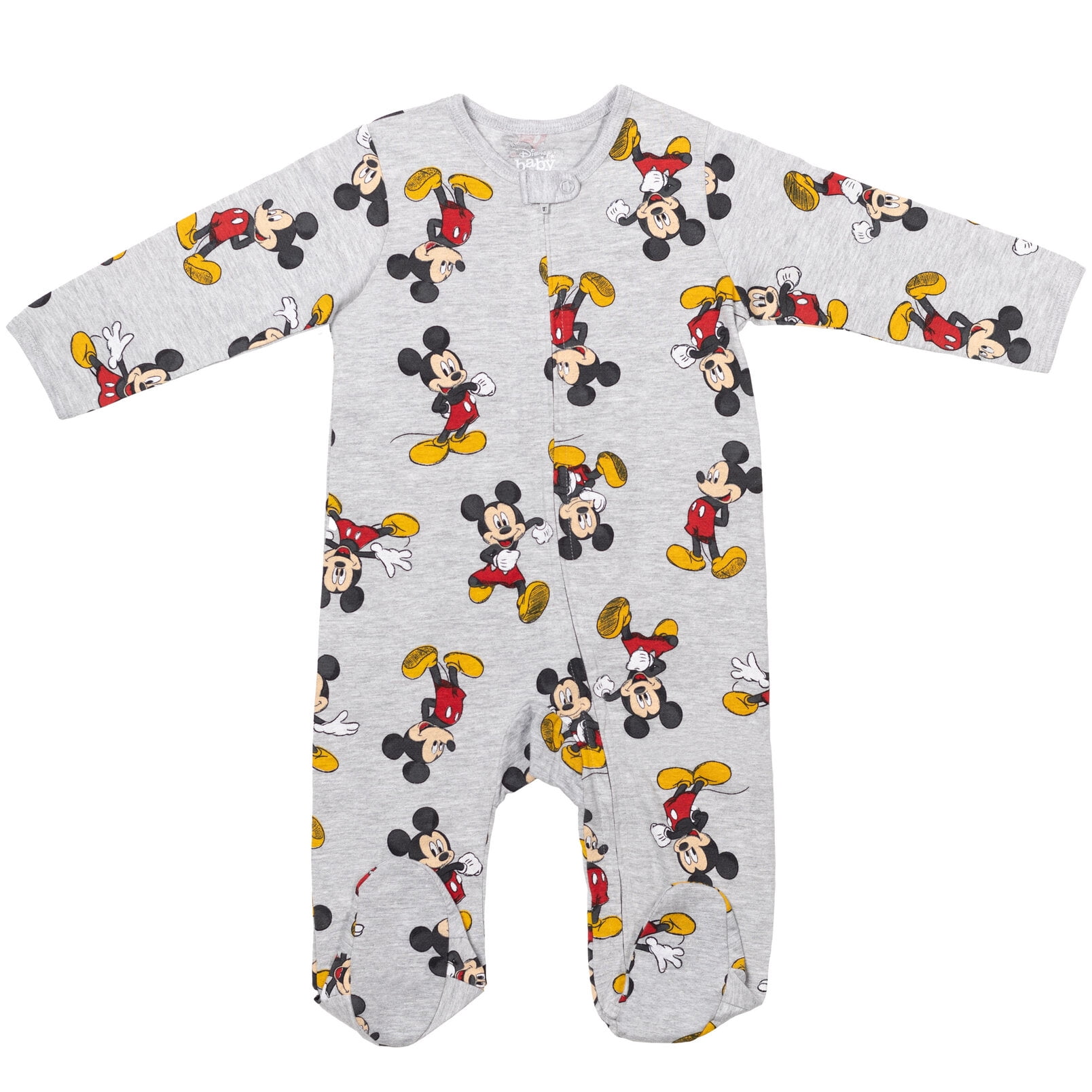 Disney Mickey Mouse Baby Boys' 2-Pack Footed One-Piece Sleep N' Play Oatmeal Grey Mickey