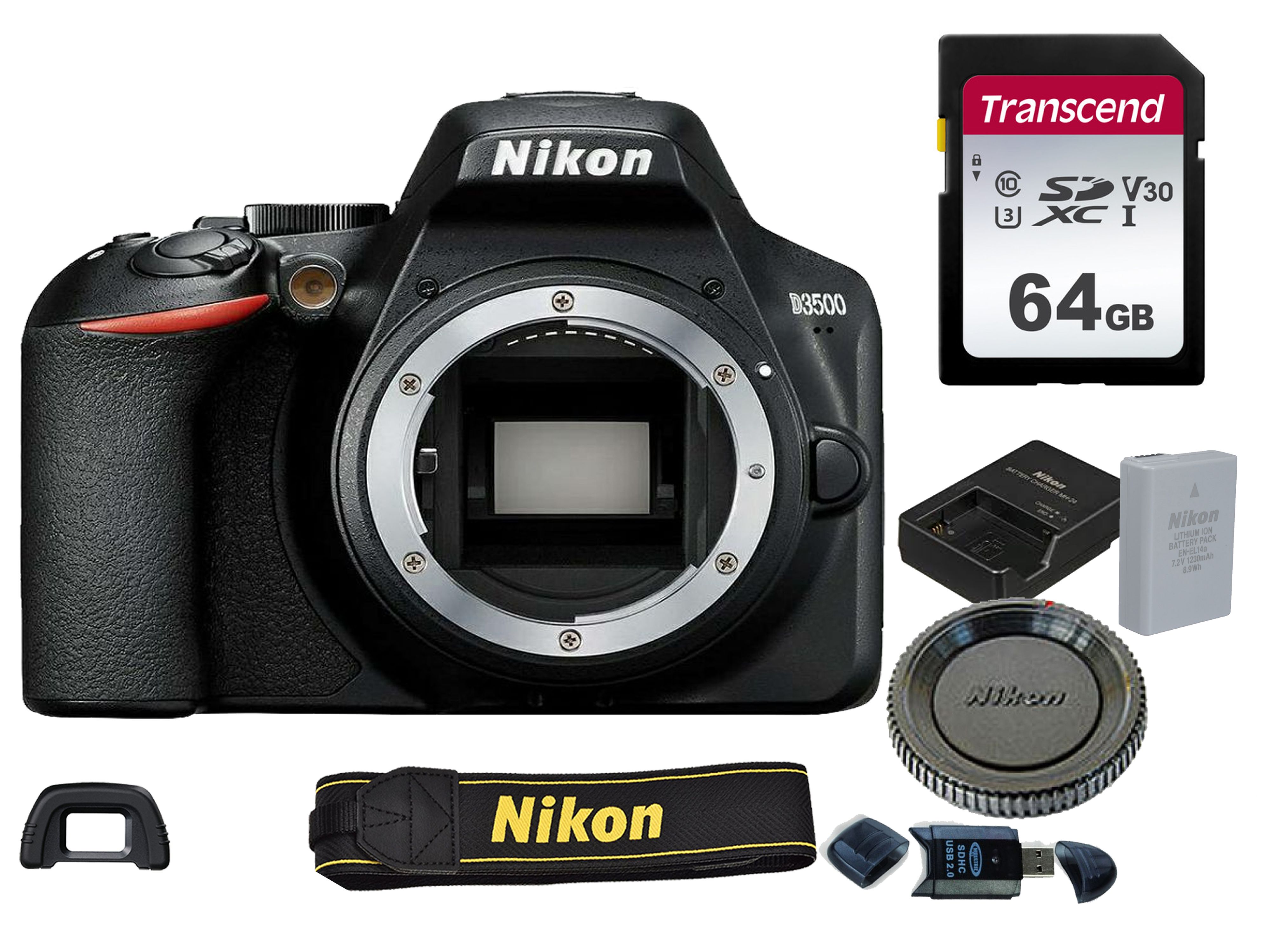 Nikon D3500 DSLR Camera Body (No Lens )+ 64GB Card Bundle