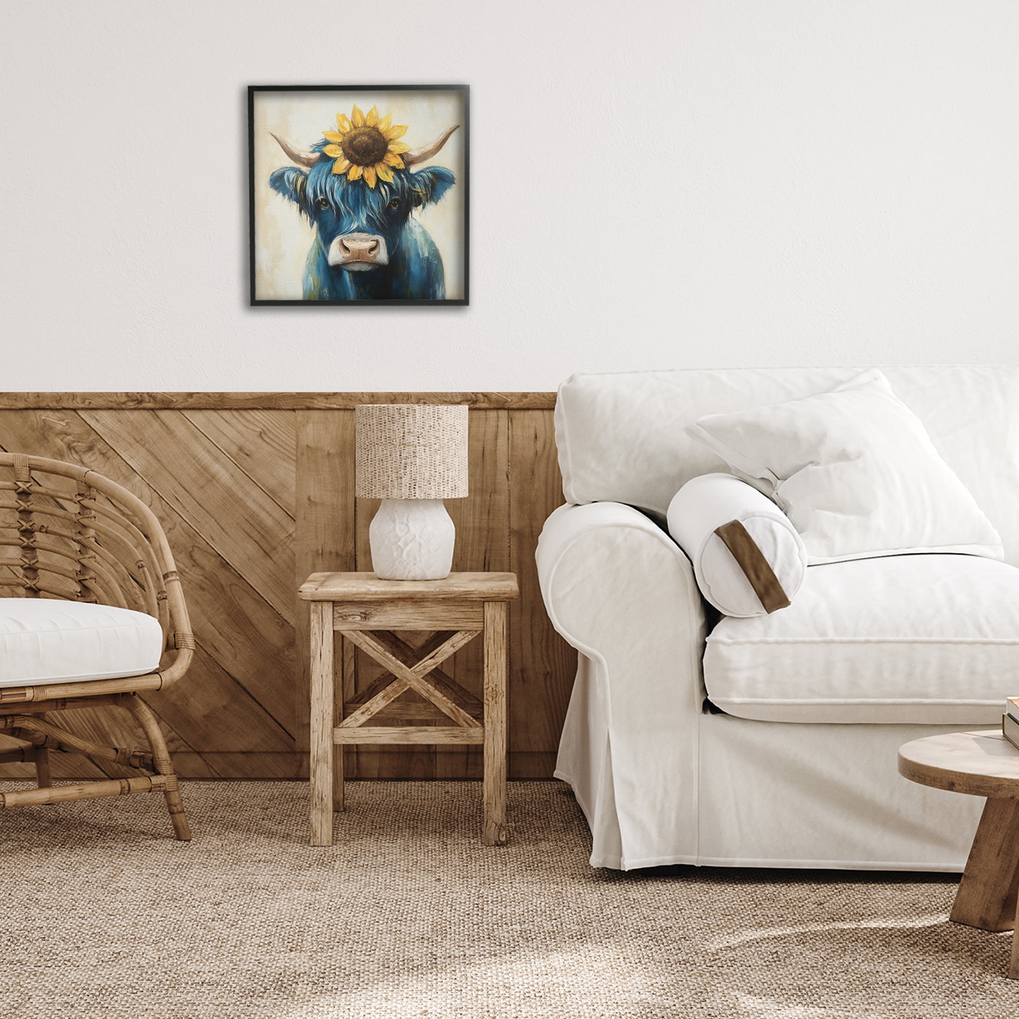 Stupell Industries Pastoral Sunflower Highland Black Framed Giclee Art, design by Tina LeCour