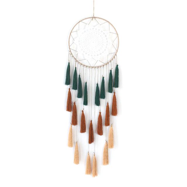 Inicio Borla Flor Gran Atrapasueños Círculo 20cm Longitud total 65cm Adorno de pared con flecos Atrapasueños Advancent JJ17534-02