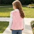 thumbnail image 5 of Lutiedan Girls Faux Furs Vest Kids Sleeveless Button Down Fluffy Coat Fleece Warm Layering Winter Waistcoat 18M-13Y,Pink, 5 of 7