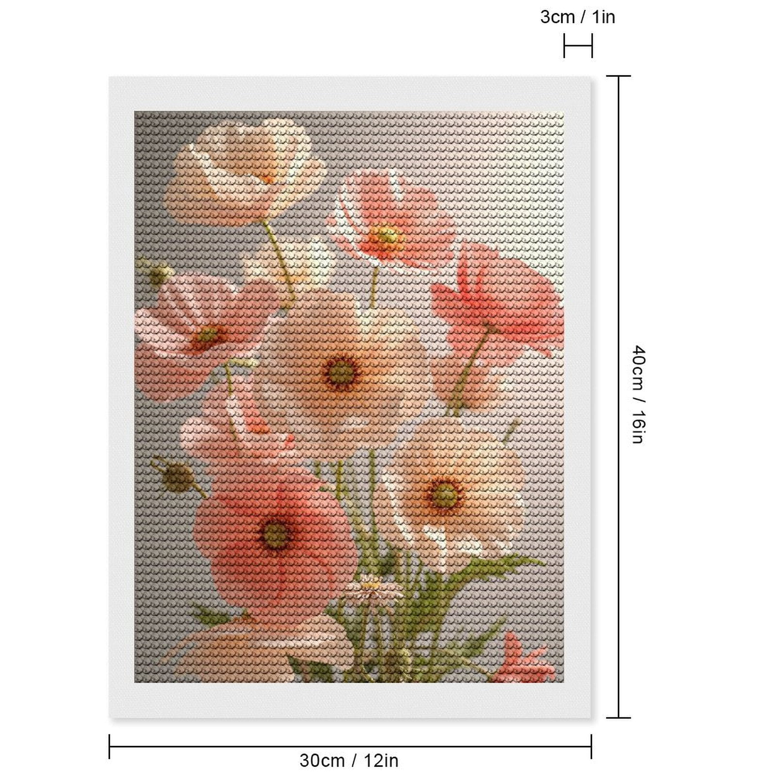 Diamond Art Kits for Adults, Blossoming Pastel Floral Arrangement 5D Diamond Painting Kits for Adults Beginners, DIY Full Drill Diamond Painting, Gem Art and Crafts 12x16
