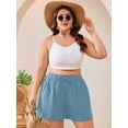 thumbnail image 5 of SHOWMALL Plus Size Casual Shorts for Women with Pockets, High Waisted Lightweight Summer Beach Shorts, Blue Gray 2X Elastic Drawstring Lounge Walking Shorts, 5 of 7