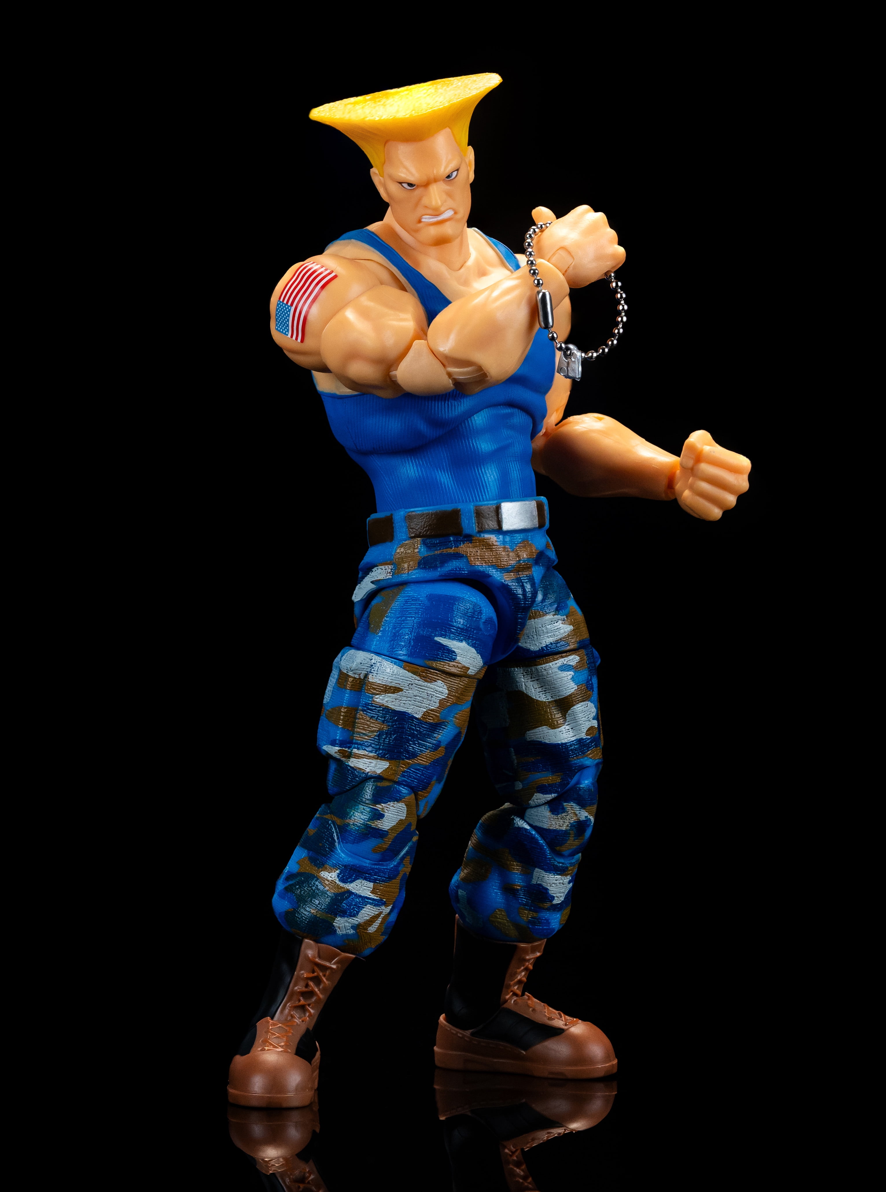 Jada Toys Street Fighter II Guile (Player 2) 1:12 Action Figure Interchangeable Heads, Hands & Accessories