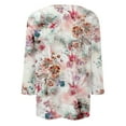 thumbnail image 5 of JULMCOMO Womens Summer Tops 3/4 Length Sleeve Summer Round Neck T Shirts Cute Elbow Sleeve Floral Print Tshirts Plus Size Dressy Casual Graphic Tees Vermilion 4XL, 5 of 5