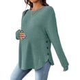 thumbnail image 2 of Women'S Maternity Shirt Long Sleeve Maternity T-Shirt Sport Top Tunic Top Mom Outfit Green XL, 2 of 10
