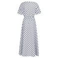 thumbnail image 6 of CALAFEBILA Summer Dresses for Women Short Sleeve Polka Dot Midi Sun Dress Bandage Flowy Swing Long Dresses for Teens, 6 of 7