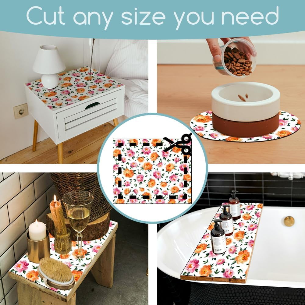 Peony Flower Washer Dryer Dust Cover 23.6×19.69inch Leaves Washing Machine Top Protector Pads Non Slip Washing Machine Top Covers