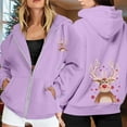 thumbnail image 2 of WILLBEST Sudadera Deportiva para Mujer Ladies' Christmas Printed Zipper Long Sleeved Pocket Drawstring Casual Hooded Sweatshirt 2056 Grande, 2 of 8