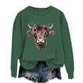 thumbnail image 2 of NTACZA Womens Sweatshirts Trendy Long Sleeve Green Cow Print Crew Neck Sweatshirts Ladies Sweatshirts S, 2 of 4