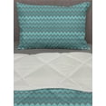 thumbnail image 3 of Chevron Comforter & Sham Bedding Set, Zigzags in Shades of Blue Classical Simplistic Retro Revival Pattern, 3 pcs Duvet Set Microfiber Filling Quilt, 5 Sizes, Pale Blue Turquoise Teal, by Ambesonne, 3 of 4