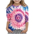 thumbnail image 2 of Nmnitkp Boys And Girls Long Sleeve Shirts Casual Creative Print Seven-Minute Sleeve Round Neck Top High-Quality Fabric Cute Sweatshirts Purple,9 Years, 2 of 5