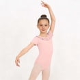 thumbnail image 3 of BFHHYA Girls Ballet Leotards Round Neck Ruffle Trim Short Sleeve Ballet Dance Solid Color Bodysuits for Girls 3-15 Years, 3 of 4