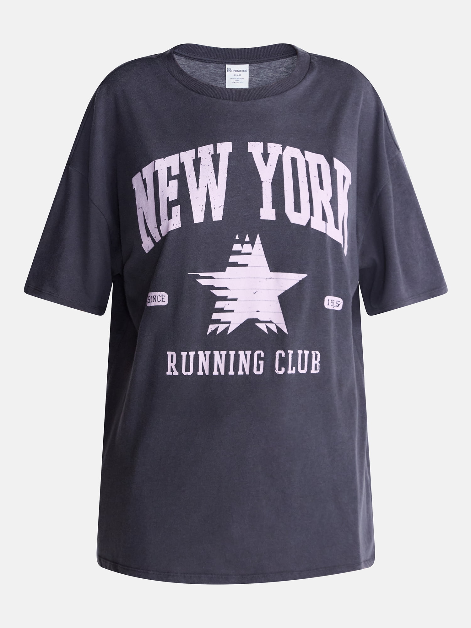 No Boundaries Washed Graphic Boyfriend Tee, Women's XXS-XXL
