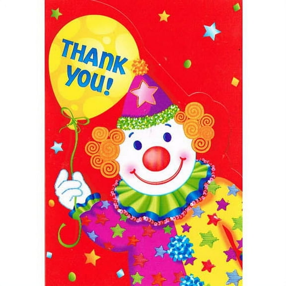 Happy Birthday 'Juggles the Clown' Thank You Notes w/ Envelopes (8ct)