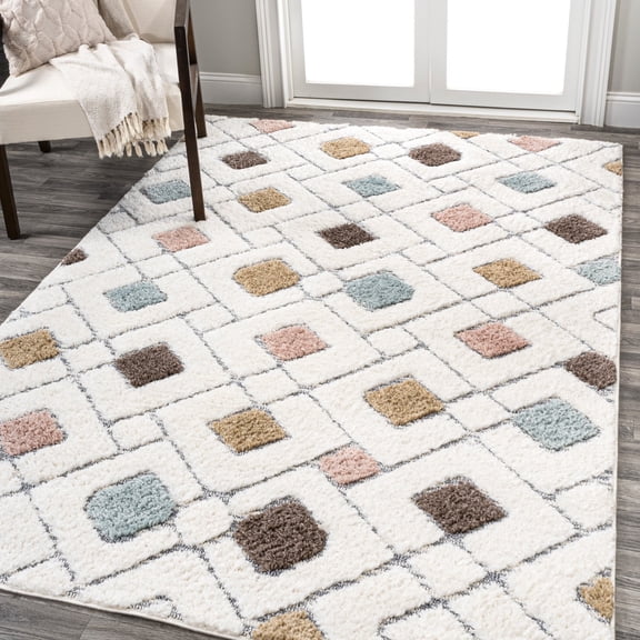 JONATHAN Y SANTA THERESA 8 x 10 Area Rug, Astrid Retro Trellis - Multi/Cream, SNT103A-8