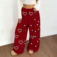 thumbnail image 4 of Cotton Wide Leg Sweatpants Women Women's Casual Solid Color Drawstring Elastic Waist Sweatpants Side Pockets Red XXL, 4 of 7