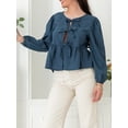 thumbnail image 2 of SUNSIOM Femmes Blouses d'Automne Manches Longues à Carreaux Imprimés Lâches Chemises de Poupée, 2 of 6