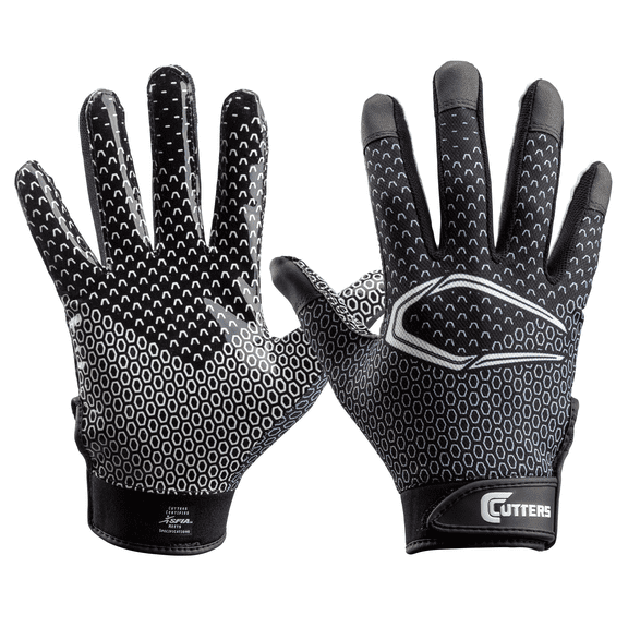 Cutters, Game Day Football Receiver Gloves, Adult, S/M, Black