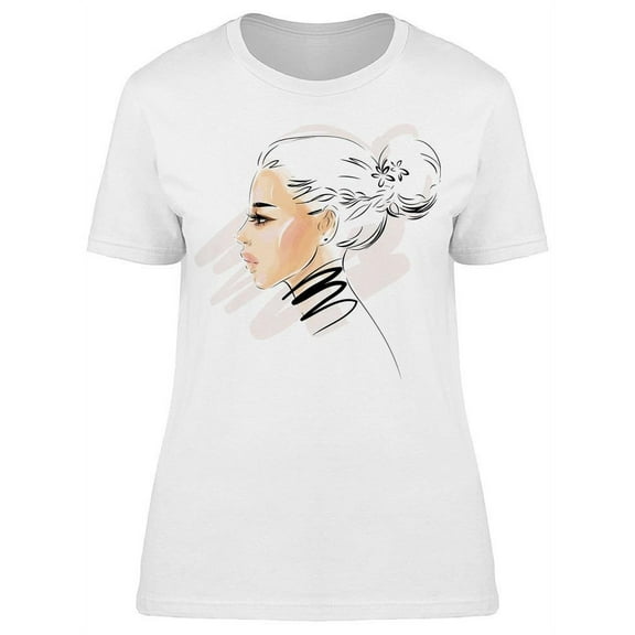Glamour Womans Face Portrait T-Shirt Women -Image by Shutterstock, Female Medium