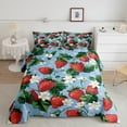 thumbnail image 3 of Manfei Red Strawberry Fruit Bedding Comforter Set for Kids, Rustic Flower Floral Twin Comforter Sets, Blue Cartoon Theme Reversible Bedding Set, Luxury Bedroom Decor, 2 Pieces, 3 of 9