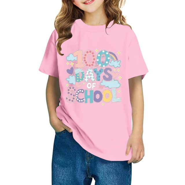 Fiudx Camiseta para Niños, Suave Mezcla de Poliéster, Cuello Redondo Moderno, Manga Corta Cómoda, Uso Diario Informal, Moda para Niños y Niñas, Lavado a Mano.