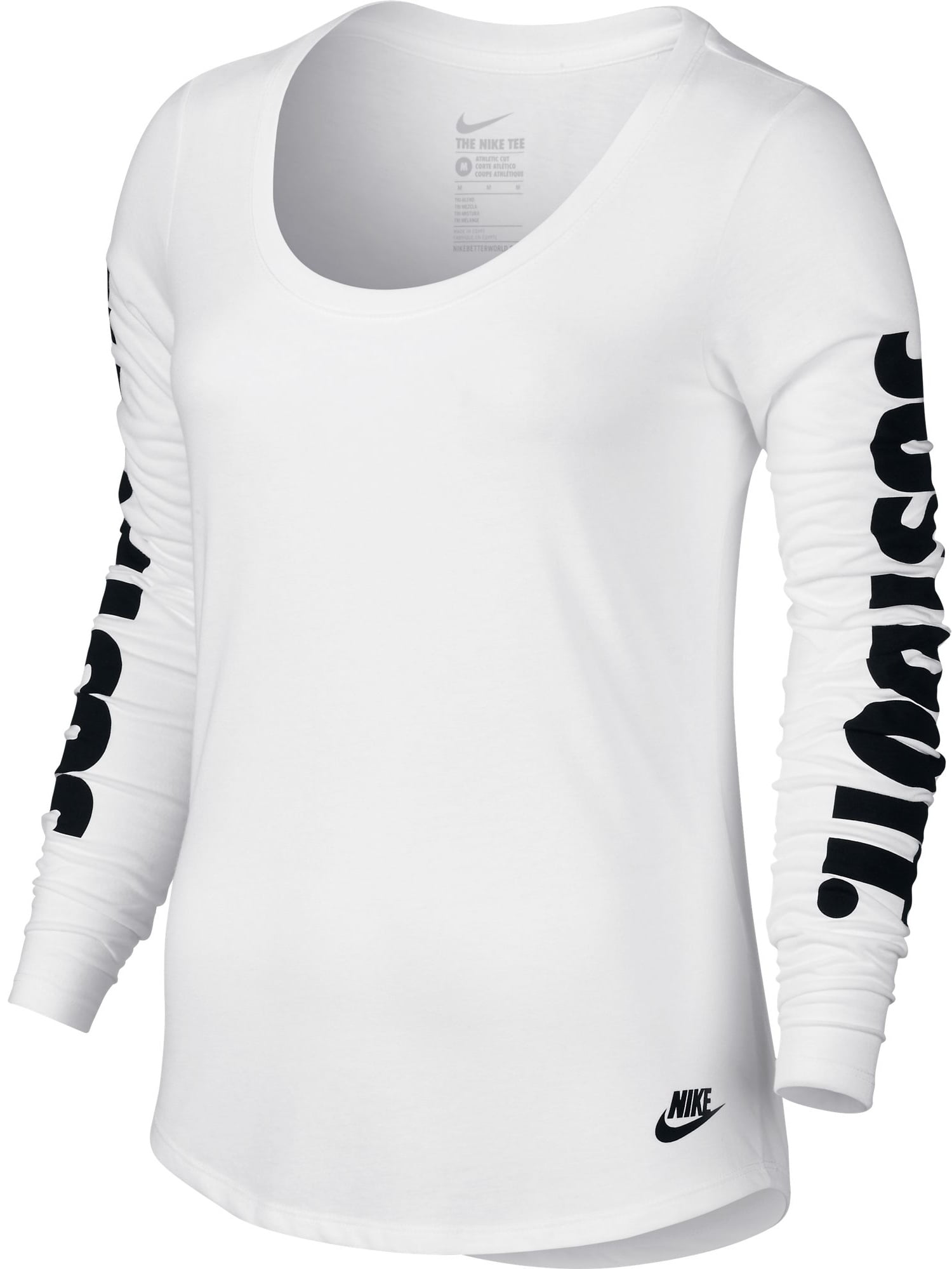 Nike - Nike Women's Just Do it Long Sleeve T-Shirt Black/White 804092 ...