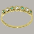 thumbnail image 3 of LBG British Made 14k Yellow Gold Natural Diamond & Emerald Womens Eternity Ring - 33 size options - Size 6.5, 3 of 9