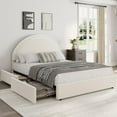 thumbnail image 2 of Twin/Full/Queen Size Boucle Upholstered Platform Bed - Round Headboard & 2 Storage Drawers, Noise-Free Design, No Box Spring Needed, 2 of 6