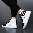 thumbnail image 2 of Men's High-Top Sneakers - Classic Black & Slip-Resistant Rubber Sole, Cushioned EVA Insole - Lace-Up Ankle Support Shoes for Formal, Casual, Casual Attire - Durable & White colorway, PU Upper & Easy, 2 of 5