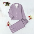 thumbnail image 2 of Kovlvoll Womens Pajama Sets Long Sleeve Button down Shirts with Wide Leg Pants Casual Comfy Sleepwear 2 Piece Outfits, 2 of 7