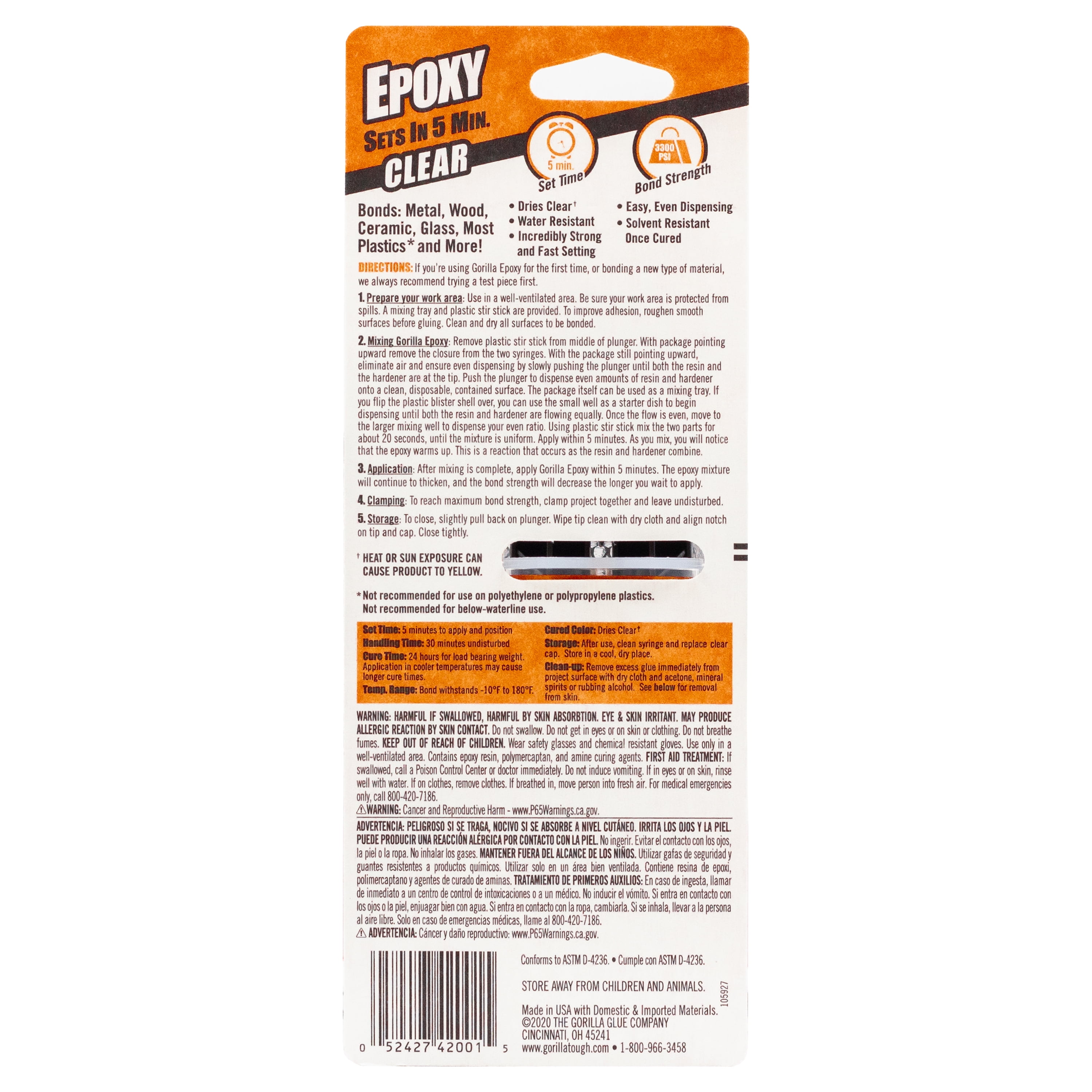Gorilla 4200102 Epoxy Glue, Translucent, Liquid, 0.85 oz Package