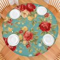 thumbnail image 2 of Pioneer Flower Floral Print Pattern Round Fitted Tablecloth with Elastic Edge,Dining Table Cover Waterproof,Outdoor Round Tablecloth for Camping,Dining,Indoor and Outdoor, 2 of 7