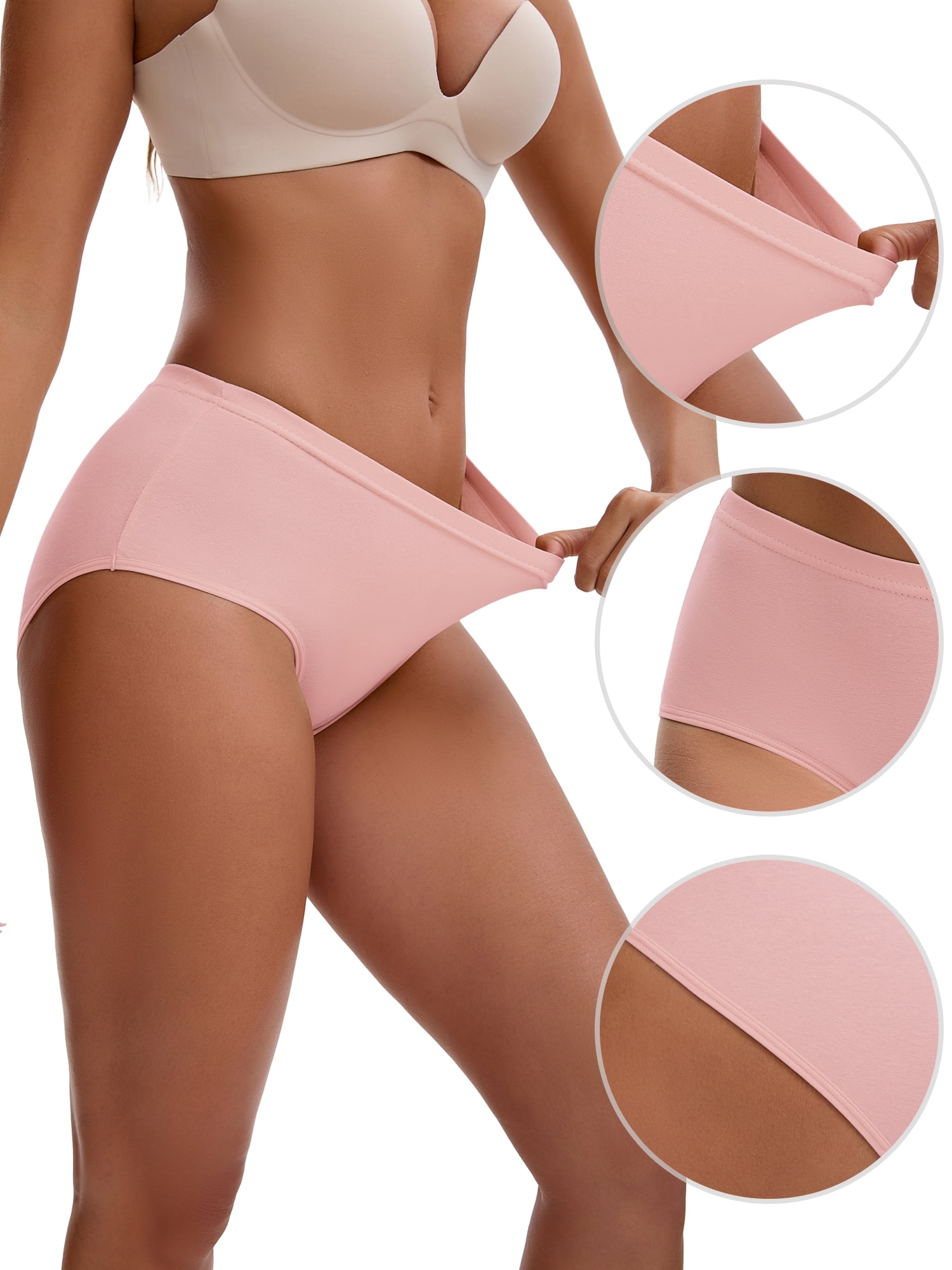 Unique Bargains Women's Mid-Waisted Elastic Waistband Full Coverage Briefs XL Light Pink