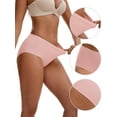 thumbnail image 3 of Unique Bargains Women's Mid-Waisted Elastic Waistband Full Coverage Briefs L Light Pink, 3 of 6