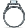 thumbnail image 6 of Two Piece Round Halo Floral Ring Created White Opal 925 Black Tone Sterling Silver, Size 5, 6 of 7