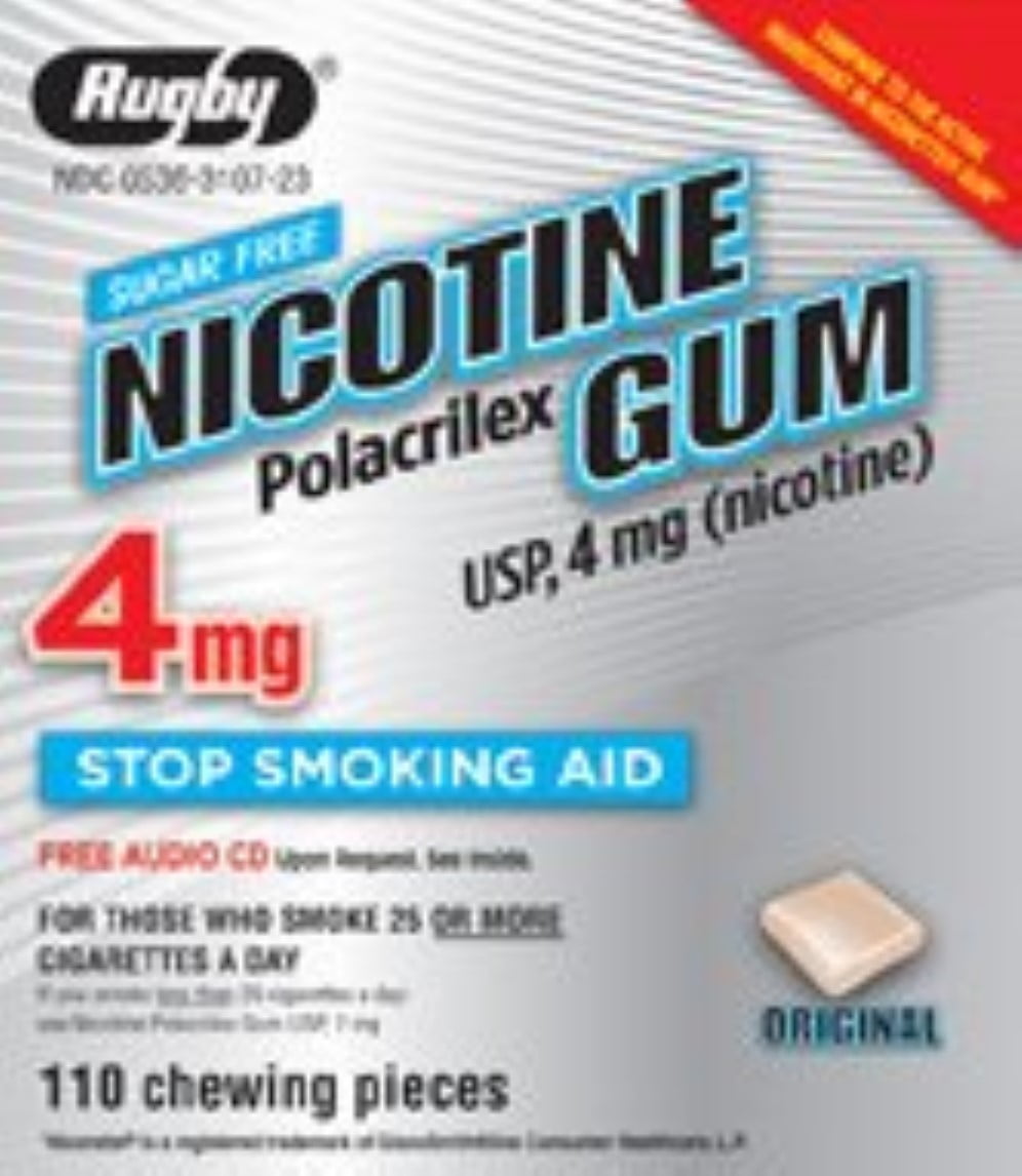 Rugby Nicotine Polacrilex Gum, 4 mg, 110 Count