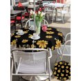 thumbnail image 6 of Outdoor Tablecloth with Umbrella Hole Zipper Yellow Summer Floral Round Tablecloth 54" Waterproof Outside Table Cloth Pastoral Daisy Botanical Cute Black Patio Table Cover Tablecloths for Picnic, 6 of 8