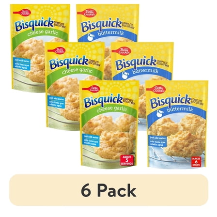 Bisquick Complete Biscuit Mix Variety Pack, Cheese Garlic 7.75 oz & Buttermilk 7.5 oz (6 Total Pouches), Betty Crocker Bisquick Baking Mix