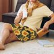 thumbnail image 5 of Balery Vintage Black Plaid Sunflower Pantalones cortos de pijama de punto de algodón para hombre con cinturilla y bolsillos-3X-Large, 5 of 6