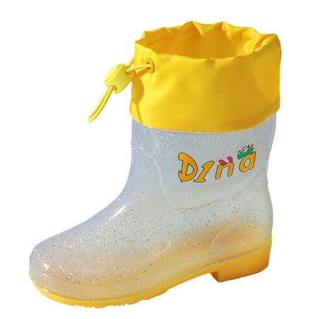 

Entyinea Girls Rain Boots Unisex-Child Light-up Waterproof Rain Boot Yellow 27