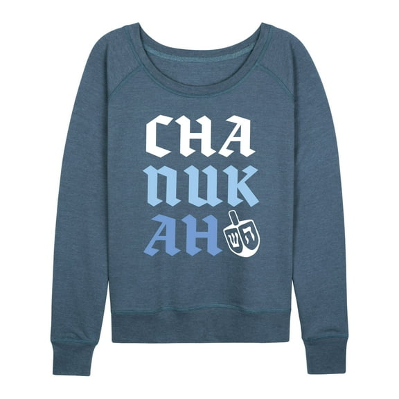 Instant Message - Chanukah Stacked - Ladies French Terry Long Sleeve Shirt