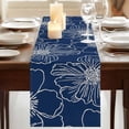 thumbnail image 3 of Table Runners 120 Inches Long Dress Scarves, Blue Flowers Farmhouse Coffee/Dining/Kitchen Table Runner for Living Room, Spring Floral Botanical Modern Art 13x120 Inch, 3 of 9