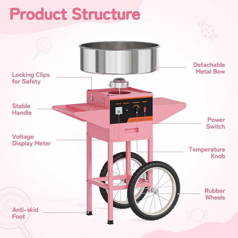Ktaxon 21 Inch Kids Cotton Candy Machine Cart, Electric Maker with