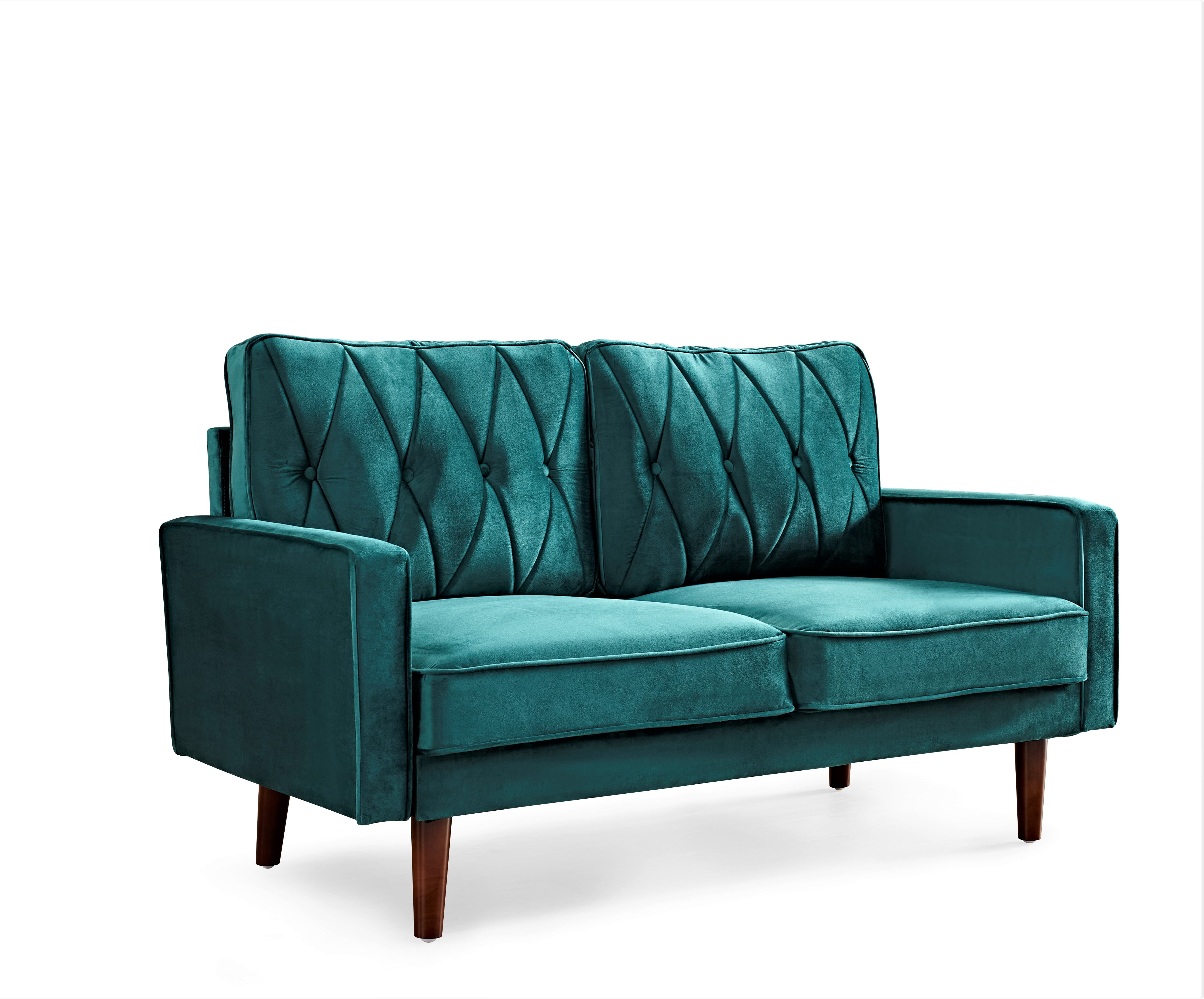 Uspridefurniture Tufted Cushion Back 57.5 Wide Loveseat, Green Velvet