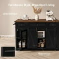 thumbnail image 5 of Harper & Bright Designs Farmhouse Kitchen Island with Storage, Sliding Barn Door & Metal Grid Side Door, Rolling Kitchen Island on 5 Wheels with Glass Holders, Island Table with Drop Leaf, Black, 5 of 18