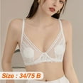 thumbnail image 3 of Sujetador de mujer Cobertura total de encaje Tallas grandes Sujetador ajustado Copa completa Ropa interior sin forro - Blanco, 3 of 5