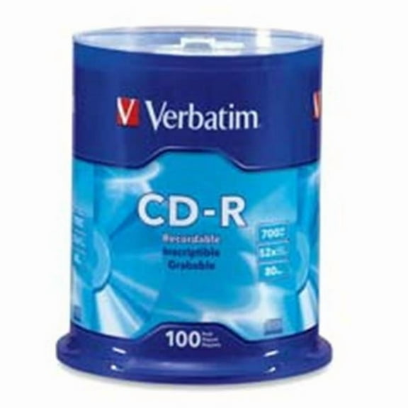 Verbatim  CD-R, 52X Speed, 700MB-80Min, Branded, 100-PK