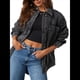 thumbnail image 1 of Chaqueta Vaquera para Mujer, Desgastada, de Larga, de Gran Tamaño, Estilo Camionero. Gris XL, 1 of 9